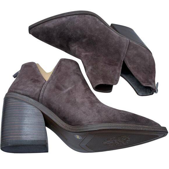 Vince Camuto Gigietta Bootie Ankle Boot Dark Brown Suede Leather SZ 42/10 - Picture 4 of 7